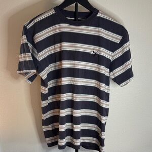 Y2K Lost Men's Striped Black and White T-Shirt